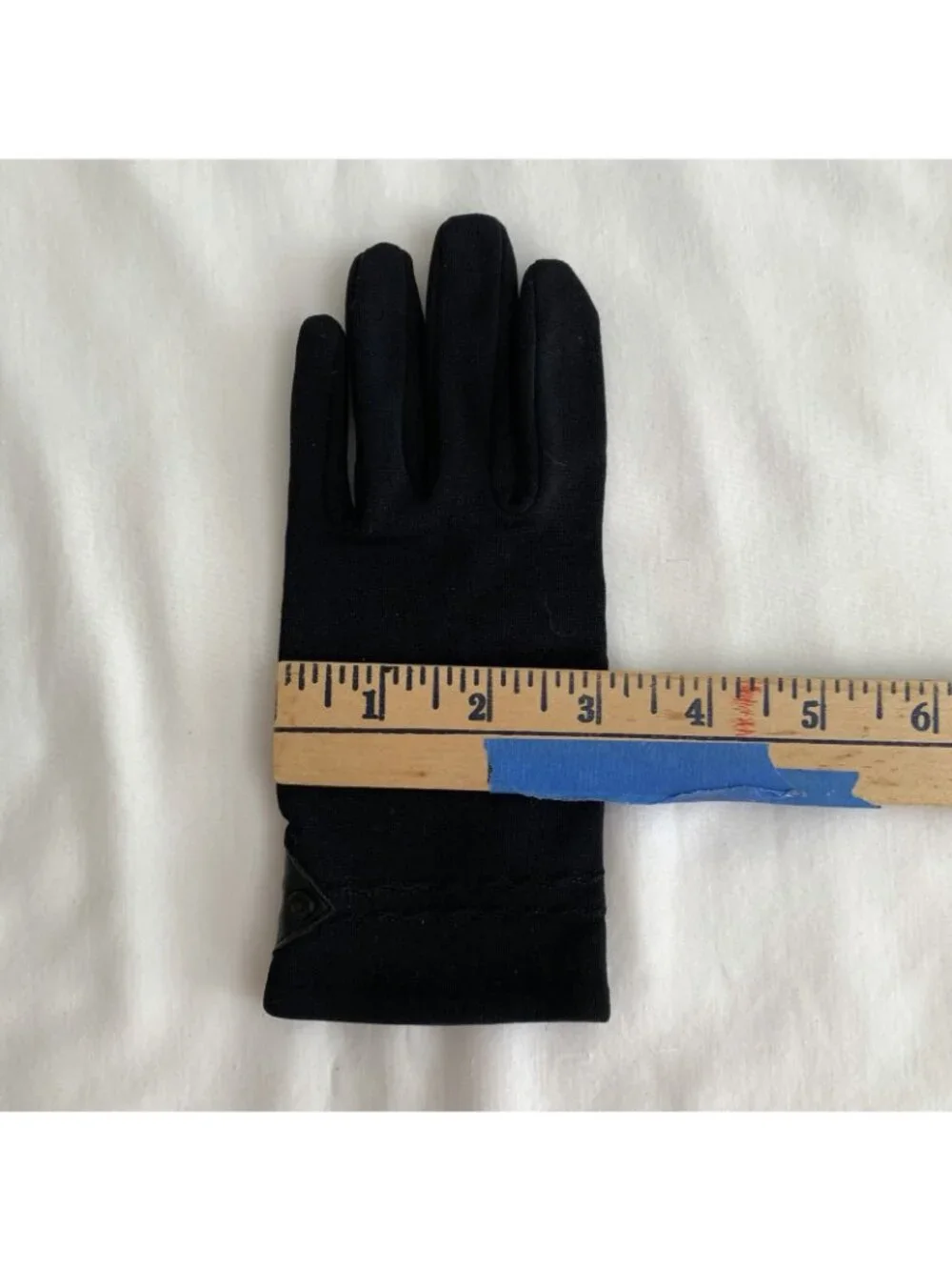 Vintage 8” Womens Short Black Nylon Gloves Small